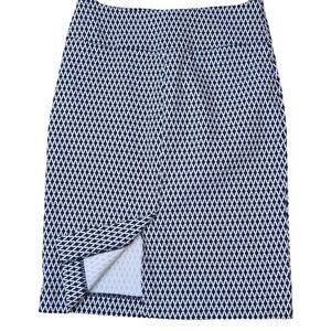 Margaret M Jagged Diamond Print Pencil Skirt - Size Small, Navy & White